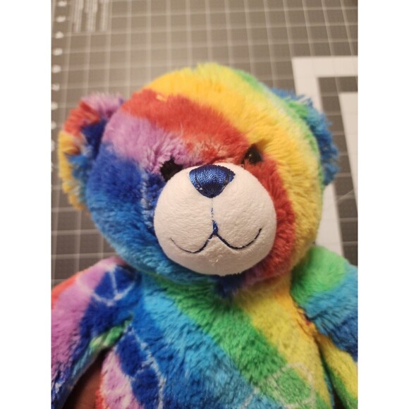 Build A Bear Workshop Rainbow Peace Sign Bear Stuffed Plush Animal 15" - Picture 6 of 7